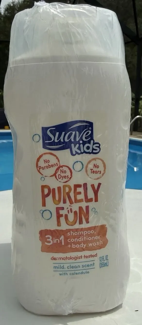 Suave Kids Purely Fun 3-in-1 Shampoo Conditioner Body Wash 12 oz Lot of 3 NEW